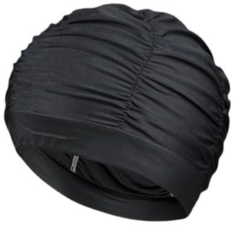 TEOZBLU Cuffia da Nuoto in Nylon per Donna (Nera) - Copricapo Elastico e Comfortevole per Proteggere i Capelli in Piscina