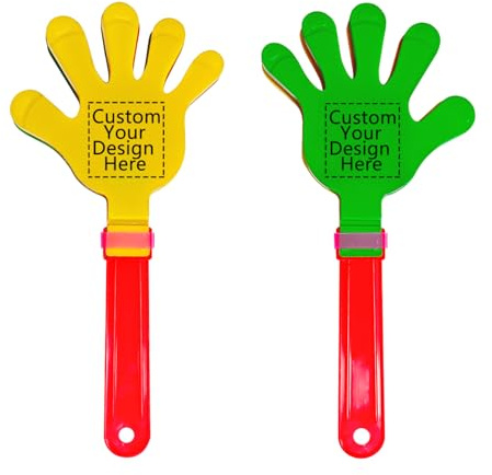 RoPox Claquemains personnalisés, Personnalisable avec Photos/Texte/Noms/Logos, 28 CM Tapettes à Main en Plastique,Clap Hand pour Événements Sportifs, Concert, Fête, Accessoires de Fête