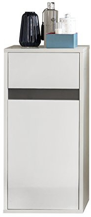 trendteam smart living - Sol - Wandschrank - Weiß Hochglanz - Hängeschrank mit 1 Tür, 1 Einlegeboden und 1 Schublade - (BxHxT) 35 x 73 x 31 cm - Grau Dekor