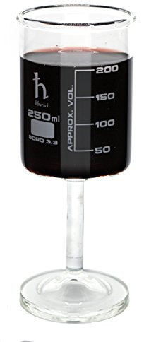 hBARSCI Handmade Beaker Wine Glass, Made of Lab Grade Borosilicate 3.3 Glass - 250mL Capacity, Dishwasher Safe