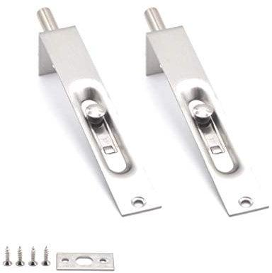 Stainless Steel Door Slide Bolt Latch Lock Flush Bolt for Primary-Secondary Doors, Double-Open (6 Inch/Pack of 2)