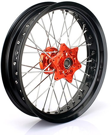 TARAZON Supermoto 3,5x17 Vorderradfelge Radsatz Rad Felge wheel Radnabe Orange Set für SX SXF EXC SXS XC XC-F 125-530 03-14