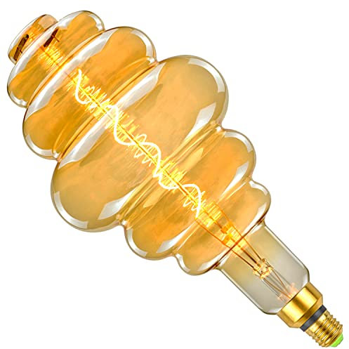 TIANFAN Riese Vintage-LED-Leuchtmittel, 4 W, dimmbar, groß, antike Glühbirne, speziell, dekorativ, super gelb, warm (Golden)