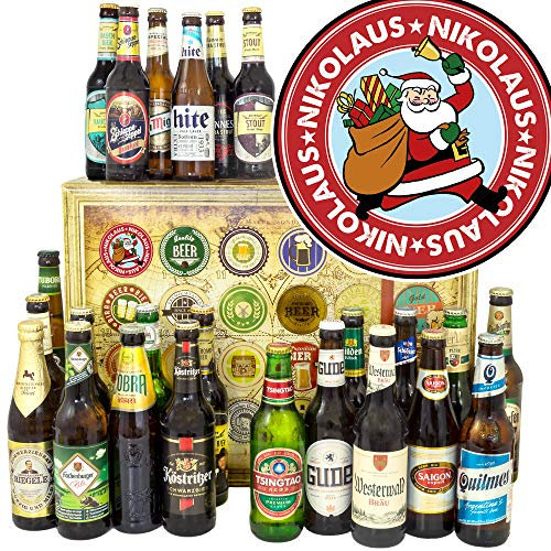 Nikolaus/Geschenkbox Bier Welt und DE/Geschenkidee zu Weihnachten für Mann/Adventskalender Bier 2024 2025