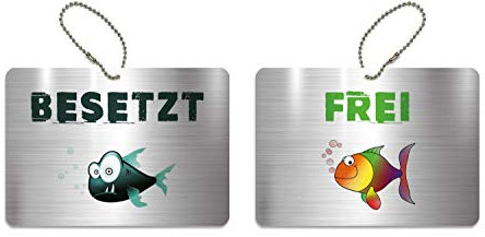 KaiserstuhlCard Magnete Türschild BESETZT FREI Schild WC Kinderzimmer Deko Anhänger Wendeschild 14,8 cm x 10,5 cm Fisch Symbole
