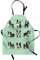ABAKUHAUS Boston Terrier Delantal de Cocina, Las Figuras De Dibujos Animados, Los Colores No Destiñen Ajustable Estampa Digital, Menta Verde Gris Carbón Y Negro