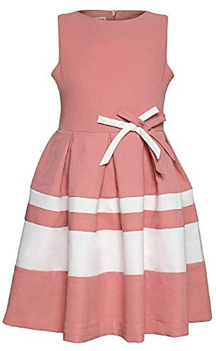 La-V Vestito da festa a righe con fiocchi rosa antico 134 cm