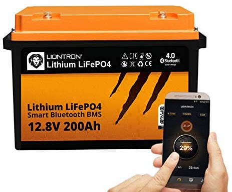 LIONTRON LiFePO4 12,8V 200Ah LX; 2560Wh; > 3000 Zyklen bei 90% Entladungstiefe (DOD) mit BMS und Bluetooth Überwachung; für Wohnmobil oder Boot 390x233x255mm - LISMART12200LX