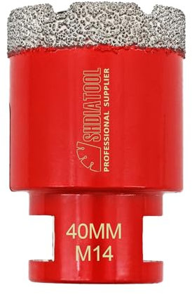 SHDIATOOL Forets Diamant 40mm Trépans de Forage avec Filetage M14 pour Perçage à sec en Porcelaine Carrelage Granit Marbre