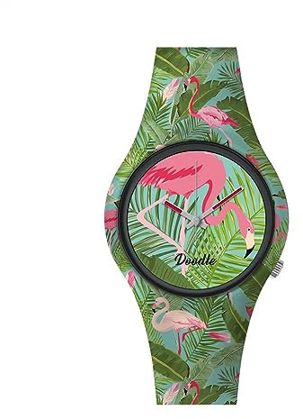 Doodle Watch Armbanduhr Wild Mood Tattoouhr Flamingo Grün DO39007