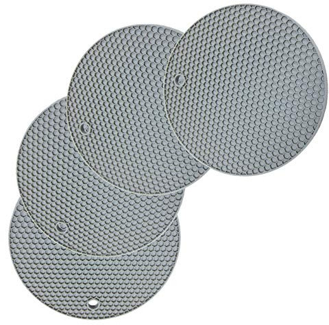 Fohil Silicone Trivet Mat Heat Resistant Honeycomb Kitchen Table Pad for Hot Pots Holder Pads Pans Dishes Spoon Rest Non-Slip Durable Flexible Easy to wash and Dry (4pcs)