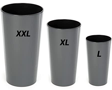MELTOM Blumenkübel Rund Hochglanz Slim Blumentopf Pflanztopf mit Herausnehmbaren Einsatz (Anthrazit, L + XL + XXL)