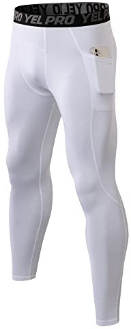 Arcweg Sport Leggings Herren Winter Laufhose mit Taschen Thermo Leggings Atmungsaktiv elastisch Tights Kompressionshose für Training Fitness Laufen Moto Ski Gym Radfahren Joggen Fußball Yoga