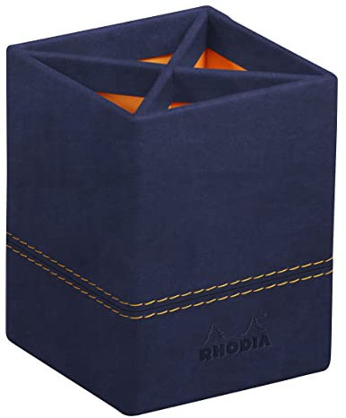 Rhodia 194534C - Stifteköcher 8x11 cm, elegant aus Kunstleder, ideal für Stifte, Pinsel & Kugelschreiber, 1 Stück, Nachtblau