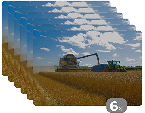 Placemats Platzdeckchen Platzset Tischset 6-teilig Tischdeko Untersetzer 45x30 cm Traktor - Bauernhof - Landleben - Ernte - Getreide