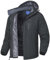 SPOSULEI Herren Winter Fleecejacke Warme Verdickt Gefüttert Skijacke Outdoor Winddicht Wasserdicht Jacke mit Abnehmbarer Kapuze für Wandern Dunkelgrau S