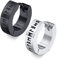 Nordischer Wikinger Hoop Ohrring Herren - Amulett Schutz Schmuck Geschenke Edelstahl Herren Ohrstecker mit Nordic Elder Futhark Runen,Schwarz und Silber,1 Paar,