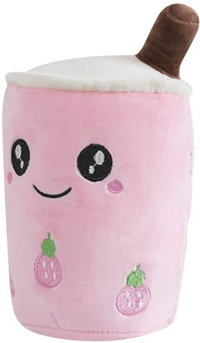 ANBOOR Bubble Tea Cuddly Toy Boba Stuffed Toy Plush Toy Milk Tea Plush Dolls Stuffed Plush Children's Toy for Party Favours (25 cm, Strawberry)
