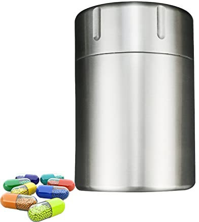 Titan Pillendose Groß Metall Pillenbehälter Wasserdicht, Kompakt Tragbar Tablettenbox BPA Frei Luftdicht Tablettendose für Unterwegs, Überleben im Freien, Camping, Reise