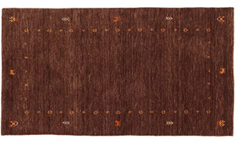 RUG PRINCE Wollteppich Gabbeh Muti 80x150 Handgewebt Braun Einfarbig Handarbeit Zimmer