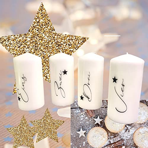 Adventskranz Kerzen mit Zahlen 4er Set, Homedeko Weihnachtsdeko, Adventskerzen modern für die Adventszeit Weihnachten, Weihnachtsdeko