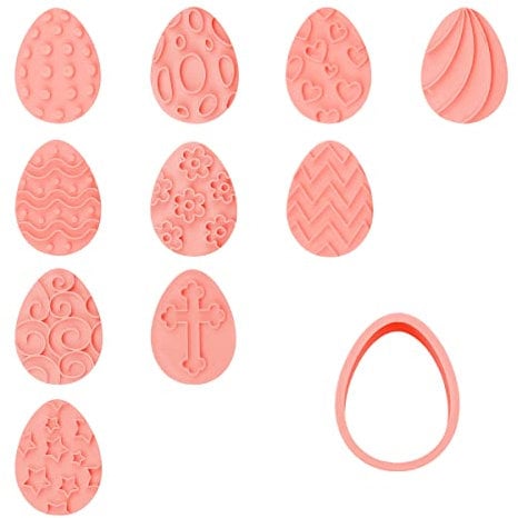 Jagowa Easter Egg Cookie Cutters Set of 10-3D Creative Moulds for Baking and Party Decoration with Cartoon Designs