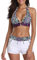 Bikini Set Damen Two Piece Swimsuit Zweiteiliger Badeanzug Bikini mit Hotpants mit Boyshort Träger Oberteil und Bikinihose