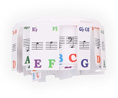 ANCLLO Abnehmbare Klaviertastatur-Notenetiketten Klaviertasten-Musiknoten-Buchstabenetikett ohne Aufkleber für 61 Tasten in voller Größe. Wird mit Box geliefert