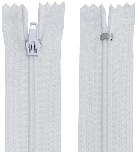 AERZETIX - C62995-10er-Pack Spiralreißverschlüsse Nr. 3 - Nicht trennbar 12 cm aus Nylon - selbstblockierender Schieber aus Metall - Kleidung nähen Hosen kurzwaren - Farbe weiß