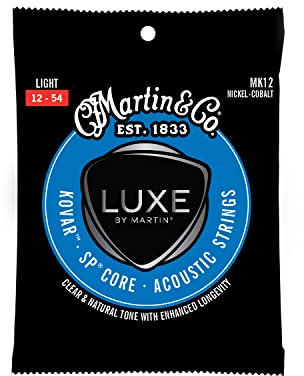 MARTIN Cordes pour guitare acoustique Luxe By Martin Kovar, alliage nickel-cobalt léger, Superior Performance Core, Light 12-54 (MK12)