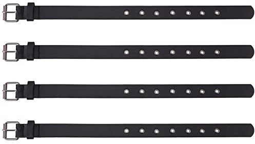 FINGERINSPIRE 4 Stück Traditionelle Kilt Verlängerungsgurte Ledermanschetten Gürtelschnallen 22x400 mm Schwarzes PU Leder Gürtel Mit Quadratischer Metallschnalle Damengürtel Für Mäntel Jacken