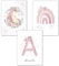 double critical Wandbilder Kinderzimmer Poster 3er Set Name personalisiert Bild Babyzimmer Einhorn Poster Mädchen Wanddeko A4 A3 Rosa Beige