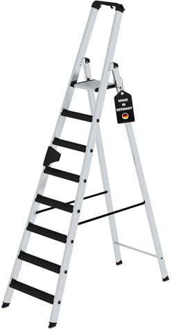 PROREGAL Stufen-Stehleiter | einseitig begehbar mit Clip-Step Relax | 8 Stufen | Leiter, Teleskopleiter, Trittleiter, Bockleiter, Sprossen-Doppelleiter