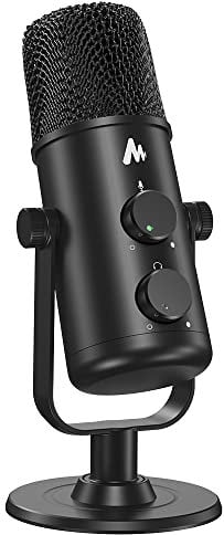 MAONO Micrófono de Escritorio USB C, micrófono de Condensador cardioide y omnidireccional con Control de Silencio y Volumen para iPhone 15, teléfonos Android Samsung, Laptop, PC, tabletas, PS4/5,