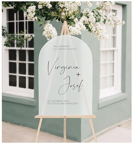Manschin-Laserdesign Willkommensschild Aluverbund personalisiert - Made in Germany - Welcome Willkommen Schild für Hochzeit (45x30cm)