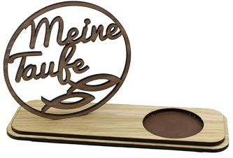 Cerziies® Kerzenteller aus Holz Meine Taufe 2418