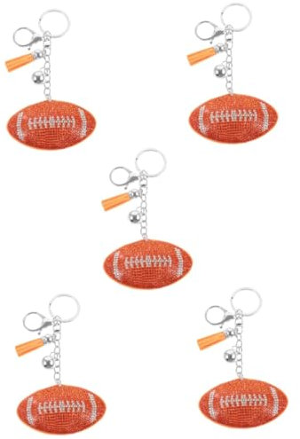 Happyyami 5 Pièces porte-clés football cotillons de rugby pendentif rugby pendentif porte-clés supporters de rugby perceuse à chaud ballon de sport souvenir Image chaude