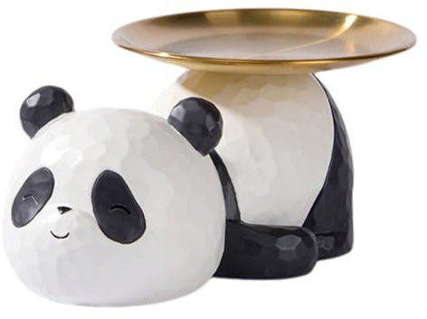 BLOOOK Rosen Bär Tablett Deko,mit Schlüssel Schale,Teddy Bear Statue für Wohnzimmer Flur Fensterbank Figuren Deko Wohnung Modern Home Decor,Dekoartikel,Geschenk Muttertag für Mütter Mama (Panda B)