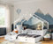 Bellabino Bela Kinderbett 90x200 cm – Hausbett mit Rausfallschutz & Lattenrost – Kinder Bett mit Gästebett und 2 Schubladen für Jungen und Mädchen – Montessori Kinderhausbett aus Holz in Weiß