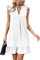 Famulily Ladies Dresses 2024 Spring Summer Deep V Neck Elegant Ruffle Hem Midi Dress White M