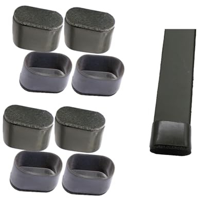 Simpracon Lot de 8 capuchons ovales en caoutchouc pour pieds de chaise avec feutre - Pour protéger les pieds de meubles et de table - Pour éviter les rayures, sans bruit (noir, 34 x 16 mm)