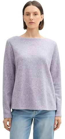 TOM TAILOR Damen RIPP Sweatshirt mit Knöpfen, 33805 - Soft Lavender Melange, L