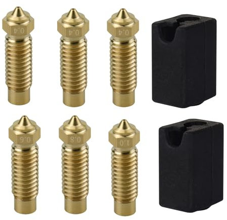 POLISI3D 8-pack Multi Size Düsen Silikon Abdeckung Socken Hotend Ersatz Messing Düse 0.4 0.6 0.8 1.0 Kompatibel mit Elegoo Neptune 4 MAX mit Neptune4 Plus 3D Drucker Zubehör Teile