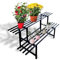 MAKA Porta Piante da Interno ed Esterno, Piedistallo per Piante, Fioriera da Esterno in Metallo, Porta Vasi da Balcone, Portafiori in Ferro, Portata MAX 30 Kg, Piedini Regolabili (2 ripiani 120cm)