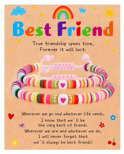 Esmoly Freundschaftsarmbänder Damen Partnerarmbänder Verstellbar bff Armbänder für 2 Beste Freundin Friendship Partner Armband,Geschenk für Beste Freundin (Bunt)