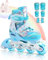 Inliner für Kinder 30-41 Verstellbar, Sportneer Inline Skates Mit 6er Protektoren Setfür Kinder Mädchen Damen, 8 LED inliner Kinder Regenbogenserie