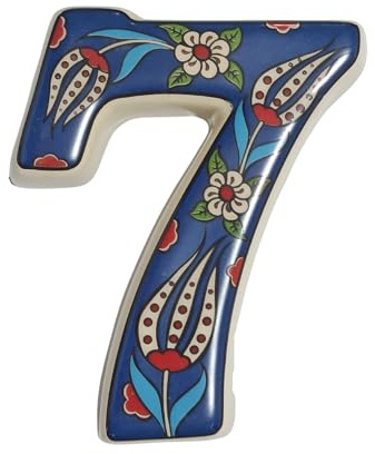 Ceramic house numbers with tulip design and several colors (Navy Blue, 7)