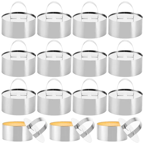 FWEEK Set di 15 anelli da dessert e da pranzo, anelli da dessert 8 cm di diametro, in acciaio inox, adatti per dessert, cuocere, torte, fai da te