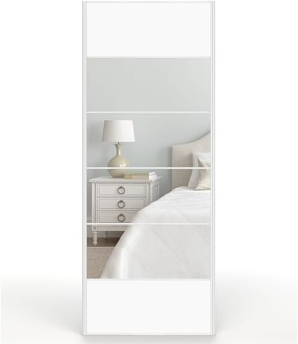 Shush Doors Mirrored White Satin Sliding Wardrobe Door 950mm x 2400mm
