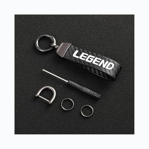 Générique Porte-CléS De Voiture pour Honda Legend, Fibre De Carbone Cuir Anneau en D Pivotant À 360° Auto Porte-clés,Black-12.5CM